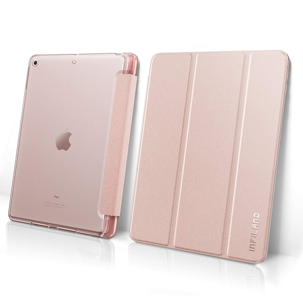 Infiland Apple iPad Kalem Blmeli Klf (9.7 in)-Rose Gold