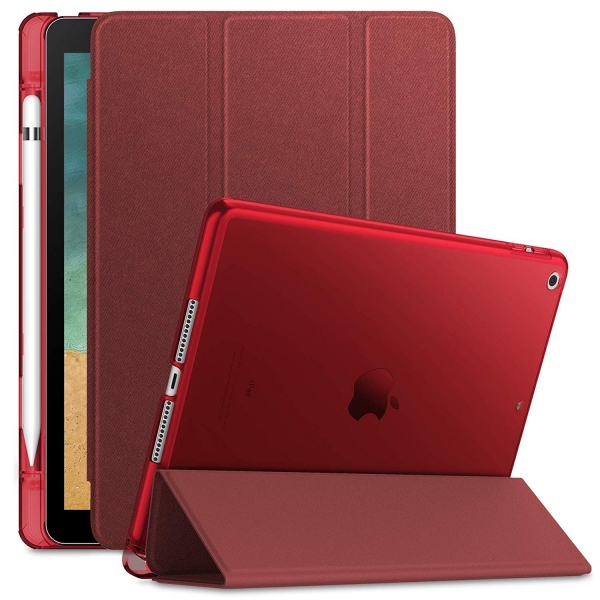 Infiland Apple iPad Kalem Blmeli Klf (9.7 in)-Wine Red