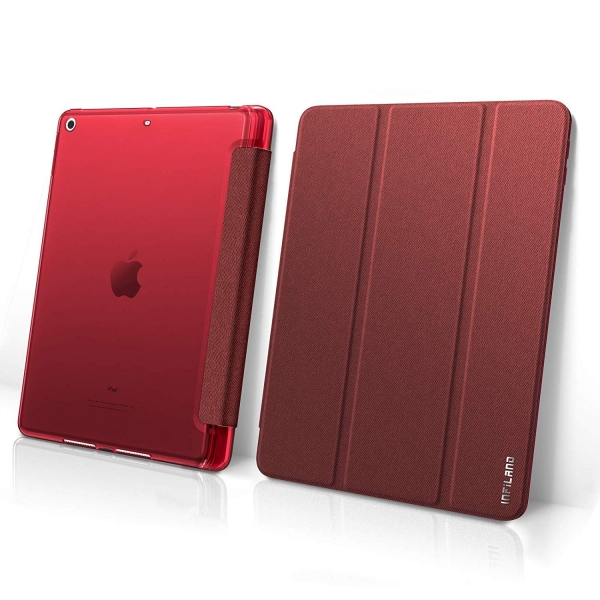 Infiland Apple iPad Kalem Blmeli Klf (9.7 in)-Wine Red