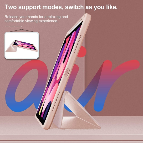 Infiland iPad Air Kalem Blmeli Klf (10.9 in)-Pink