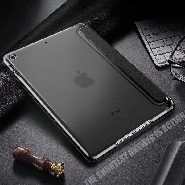 Infiland iPad Mini 5 Kalem Blmeli Klf (7.9 in)-Black