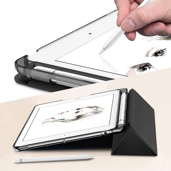 Infiland iPad Mini 5 Kalem Blmeli Klf (7.9 in)-Black