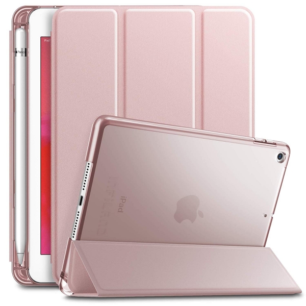 Infiland iPad Mini 5 Kalem Blmeli Klf (7.9 in)-Rose Gold