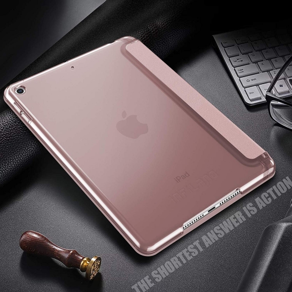 Infiland iPad Mini 5 Kalem Blmeli Klf (7.9 in)-Rose Gold