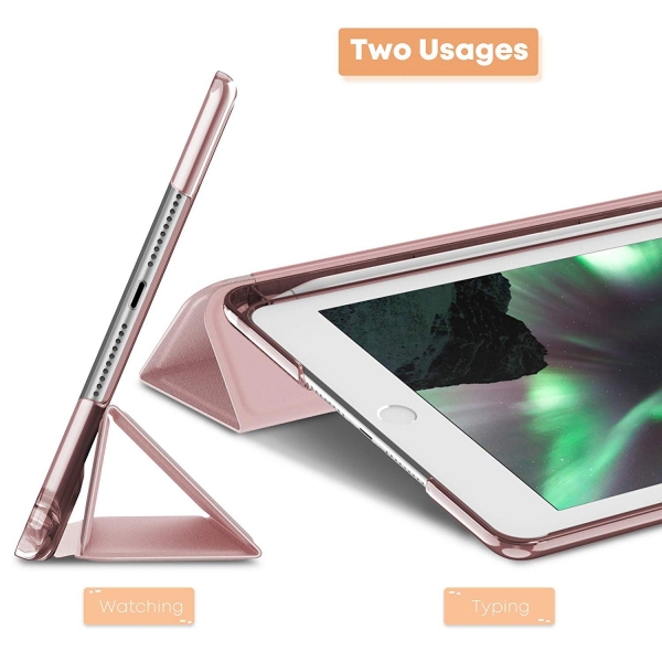 Infiland iPad Mini 5 Kalem Blmeli Klf (7.9 in)-Rose Gold