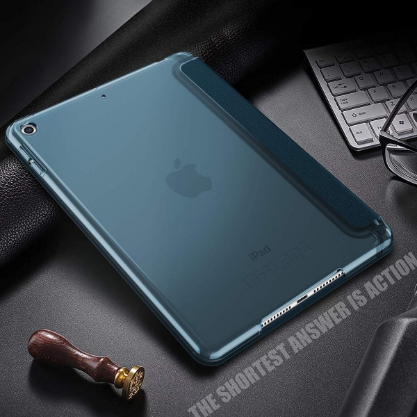 Infiland iPad Mini 5 Kalem Blmeli Klf (7.9 in)-Navy