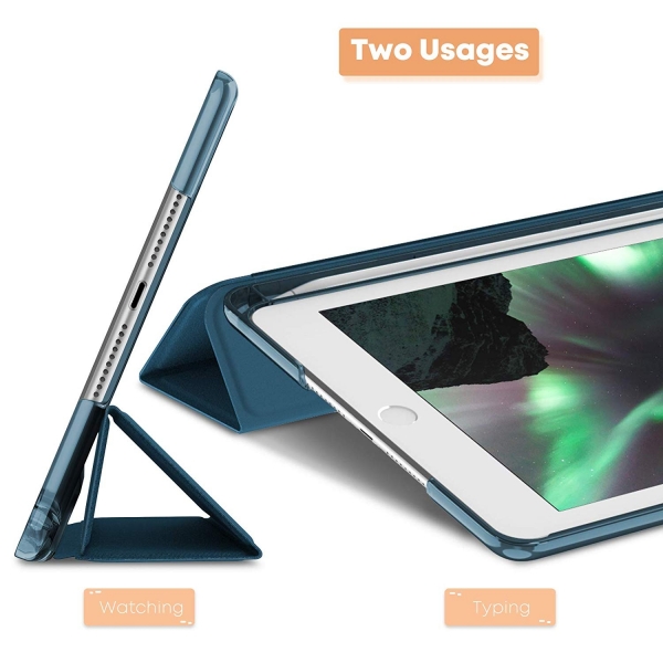 Infiland iPad Mini 5 Kalem Blmeli Klf (7.9 in)-Navy