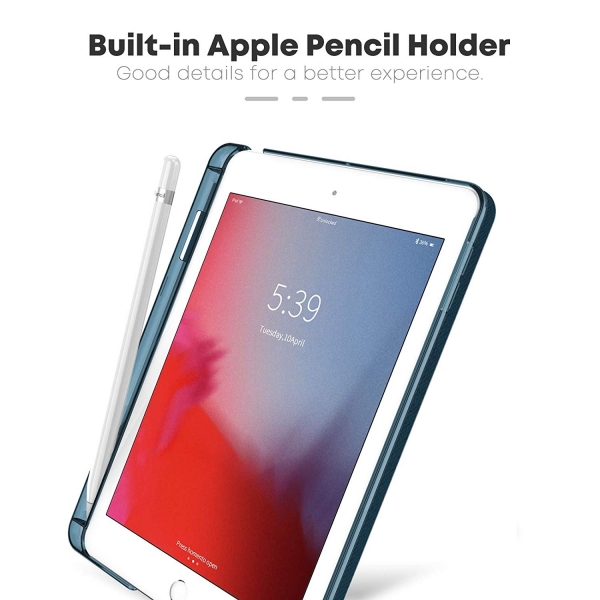 Infiland iPad Mini 5 Kalem Blmeli Klf (7.9 in)-Navy