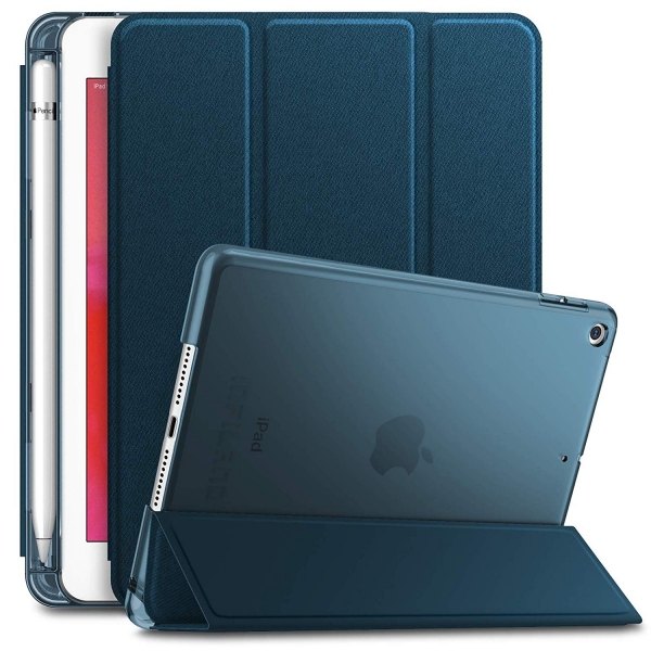Infiland iPad Mini 5 Kalem Blmeli Klf (7.9 in)-Navy