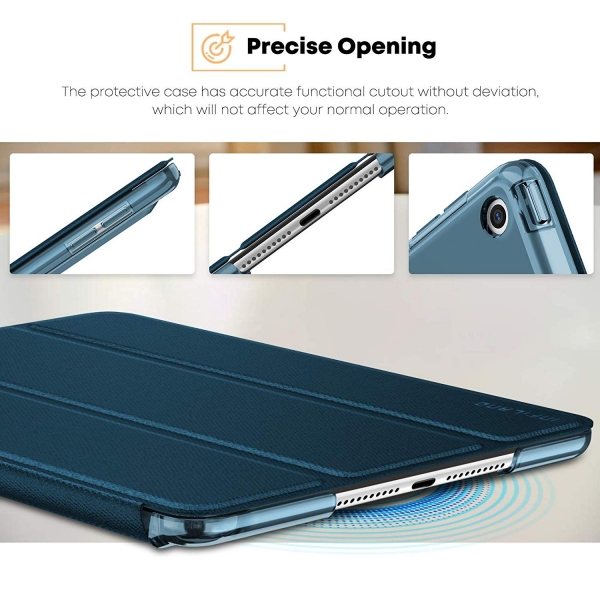 Infiland iPad Mini 5 Kalem Blmeli Klf (7.9 in)-Navy