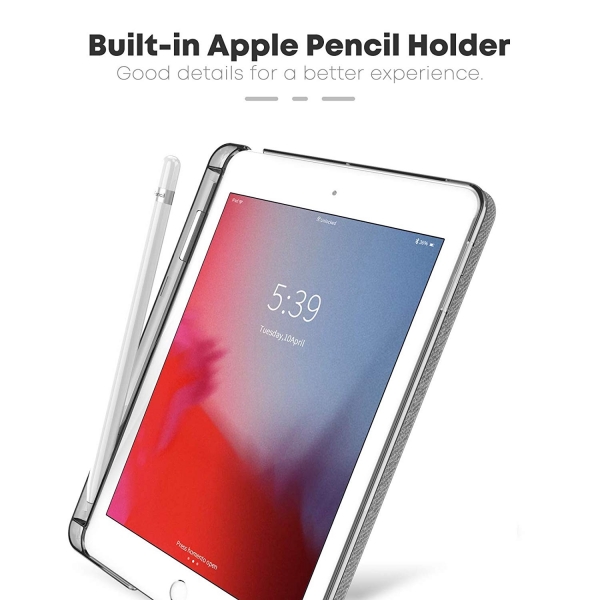 Infiland iPad Mini 5 Kalem Blmeli Klf (7.9 in)-Grey
