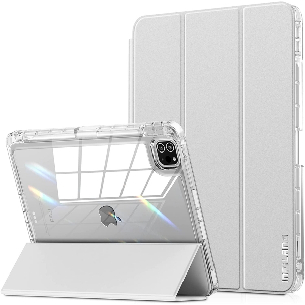 Infiland iPad Pro Kalem Blmeli Klf (11 in)(4.Nesil)-Silver