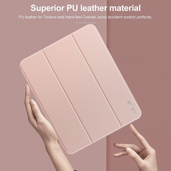 Infiland iPad Pro Kalem Bölmeli Kılıf (12.9 inç)(5.Nesil)-Pink