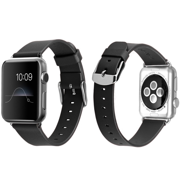 JD Tech Apple Watch Seri 3/2/1 Deri Kay (42mm)-Black