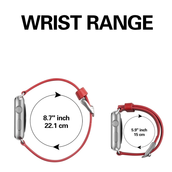 JD Tech Apple Watch Seri 3/2/1 Deri Kay (42mm)-Red