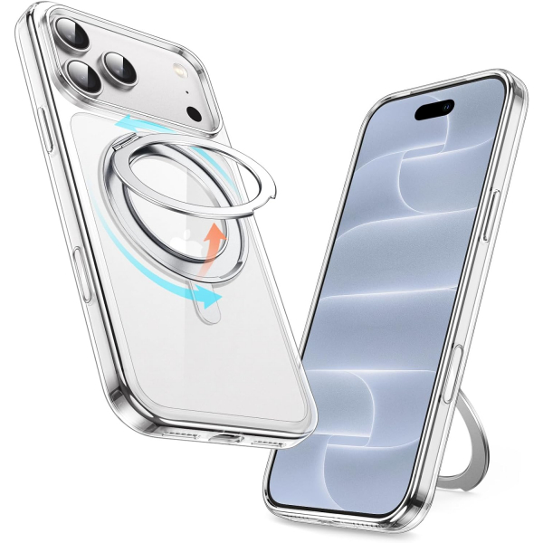 JETech 360 D�ner Halka iPhone 18 Pro Max Standl� K�l�f-Clear