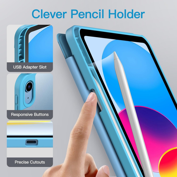 JETech Apple iPad A16 Mat Klf (10/11.Nesil)-Sky Blue