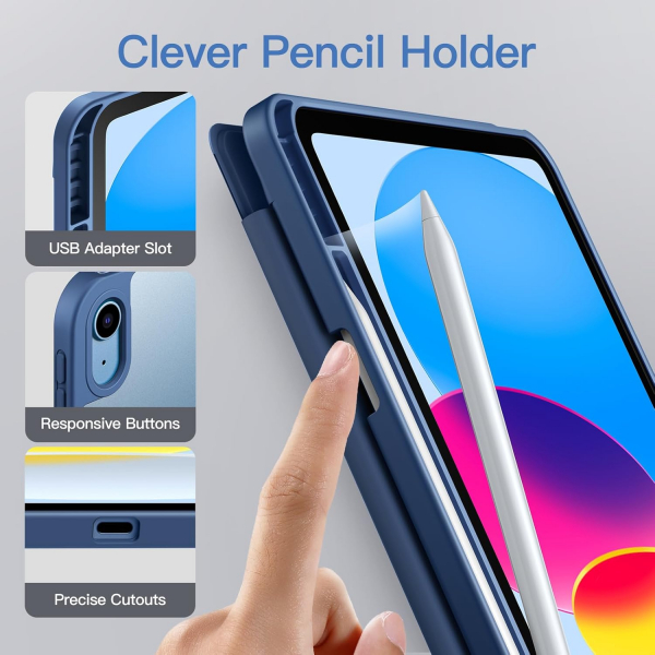JETech Apple iPad A16 Mat Klf (10/11.Nesil)-Navy