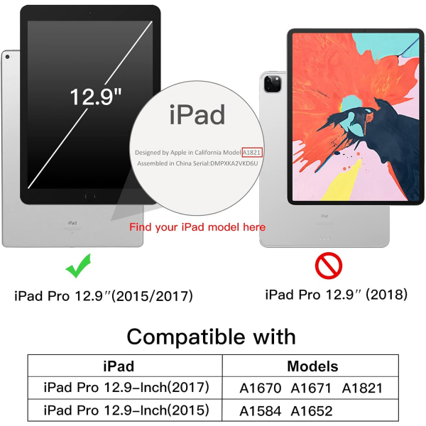 JETech Apple iPad Pro 1/2.Nesil Uyumlu Klf (12.9 in)-Black