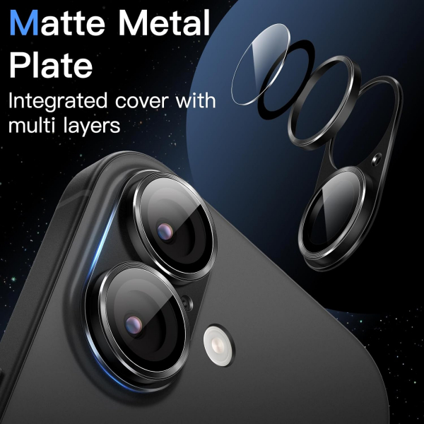 JETech Apple iPhone 17 Kamera Koruyucu-Black