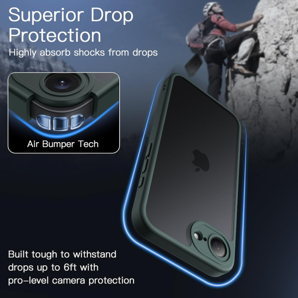 JETech Apple iPhone 16e Mat Klf-Dark Green 