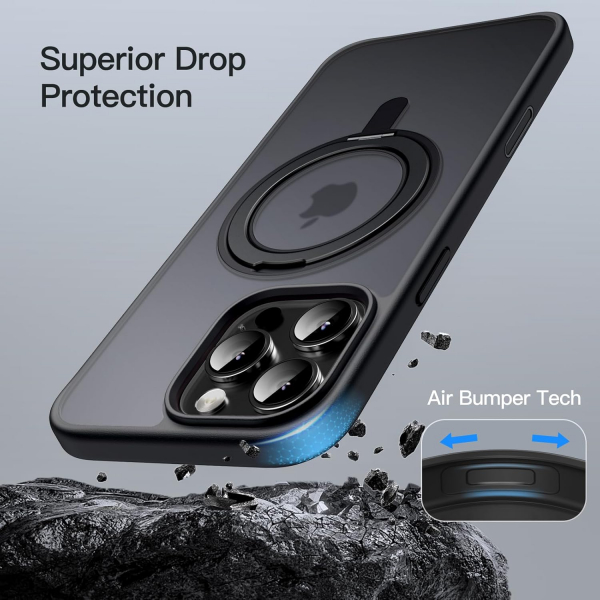 JETech Apple iPhone 16 Pro Max 360 Dndrlebilir Klf-Black Titanium