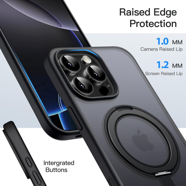JETech Apple iPhone 16 Pro Max 360 Dndrlebilir Klf-Black Titanium