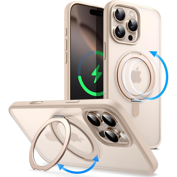 JETech Apple iPhone 16 Pro Max 360 Dndrlebilir Klf- Desert Titanium