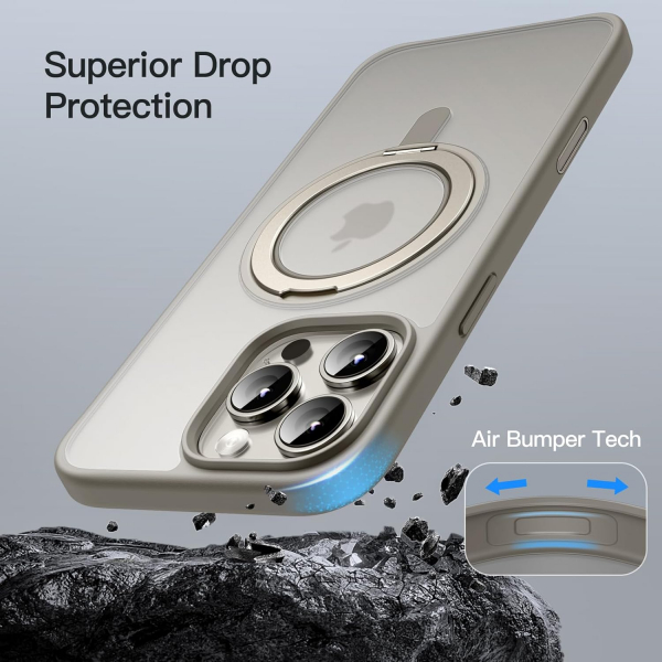 JETech Apple iPhone 16 Pro Max 360 Dndrlebilir Klf-Natural Titanium 