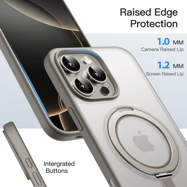 JETech Apple iPhone 16 Pro Max 360 Dndrlebilir Klf-Natural Titanium 