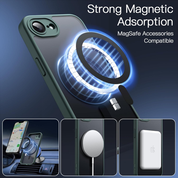 JETech Apple iPhone 16e Mat MagSafe Klf-Dark Green 