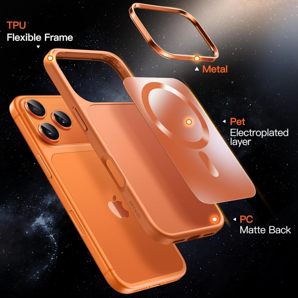 JETech Apple iPhone 17 Pro Max Mat Slim Klf-Orange