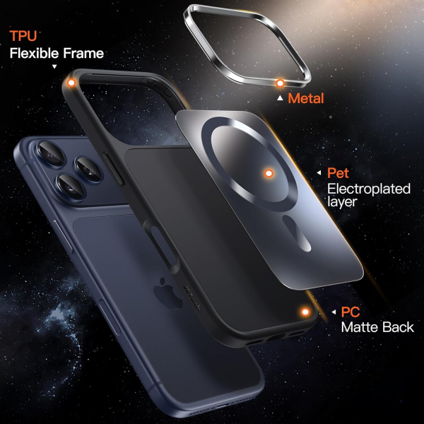 JETech Apple iPhone 17 Pro Max Mat Slim Klf-Black