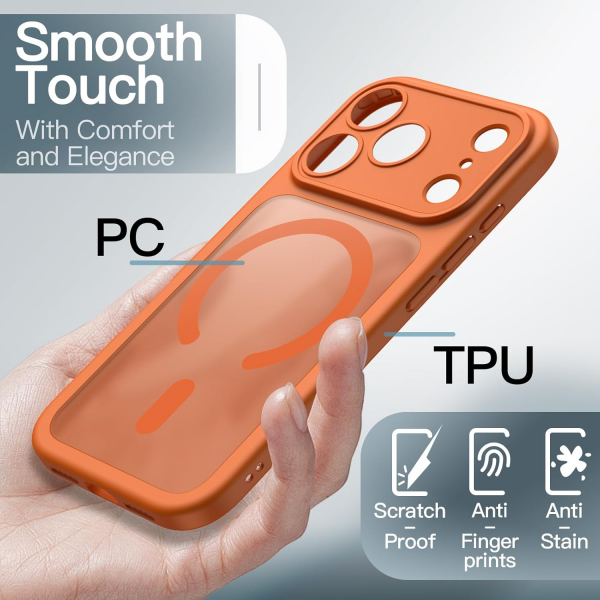 JETech Apple iPhone 17 Pro Manyetik Klf-Orange