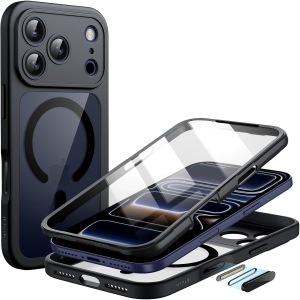 JETech iPhone 17 Pro Max Tam Korumal Klf-Black