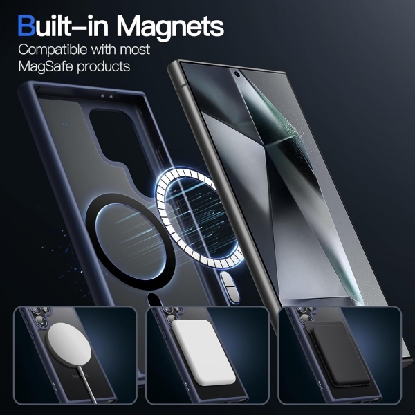 JETech Galaxy S24 Ultra MagSafe Uyumlu Mat Klf-Deep Blue