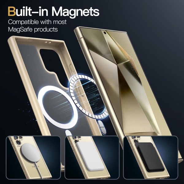 JETech Galaxy S24 Ultra MagSafe Uyumlu Mat Klf-Gold