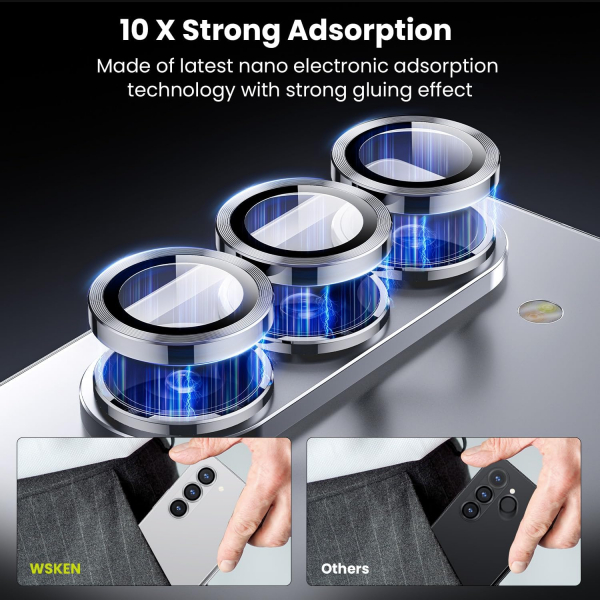WSKEN Galaxy Z Fold 6 Kamera Lens Koruyucu (3 Adet)-Silver