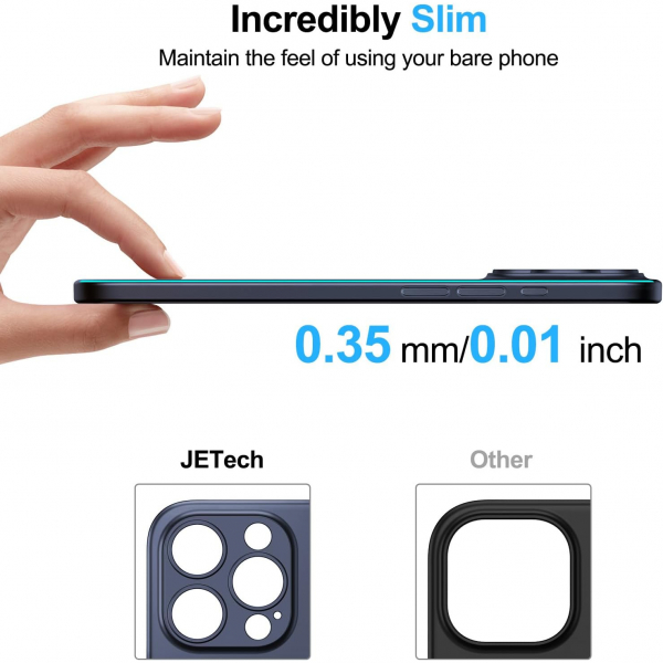 JETech Ultra nce iPhone 15 Pro Mat Klf-Blue Titanium