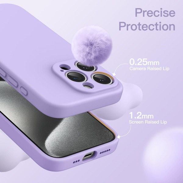 JETech Manyetik iPhone 15 Pro Silikon Klf -Light Purple