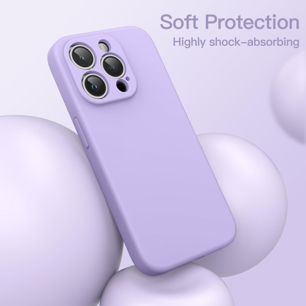 JETech Manyetik iPhone 15 Pro Silikon Klf -Light Purple