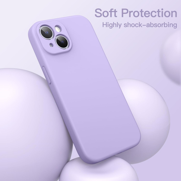 JETech Manyetik iPhone 15 Silikon Klf -Light Purple