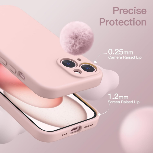 JETech Manyetik iPhone 15 Silikon Klf -Pink