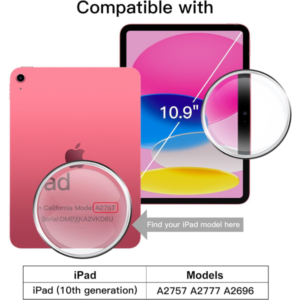 JETech Rotating iPad 10.Nesil Klf (10.9 in)-Pink