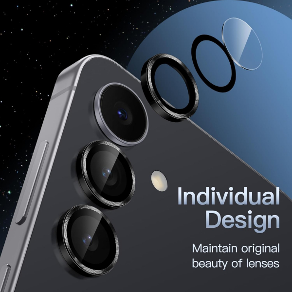 JETech Samsung Galaxy S25 FE Kamera Lens Koruyucu-Black