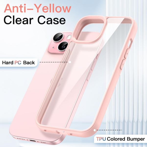 JETech Darbeye Dayankl iPhone 15 Mat Klf-Pink