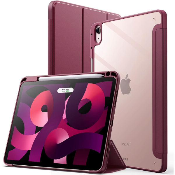 JETech Kalem Blmeli iPad Air 5/4.Nesil Klf(10.9 in)-Wine