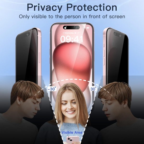 JETech iPhone 15 Privacy Ekran Koruyucu (2 Paket)