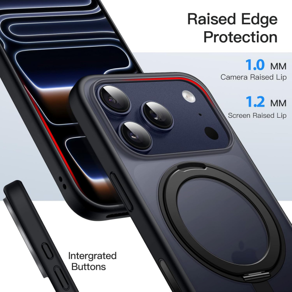 JETech iPhone 17 Pro Max 360 Dndrlebilir Klf-Black 