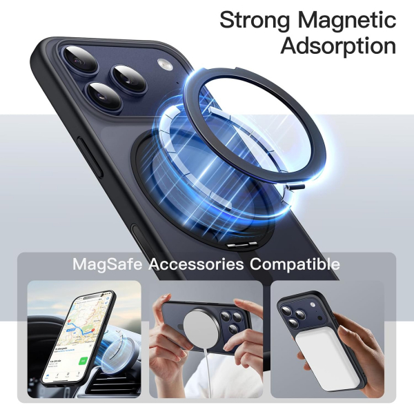 JETech iPhone 17 Pro Max 360 Dndrlebilir Klf-Black 
